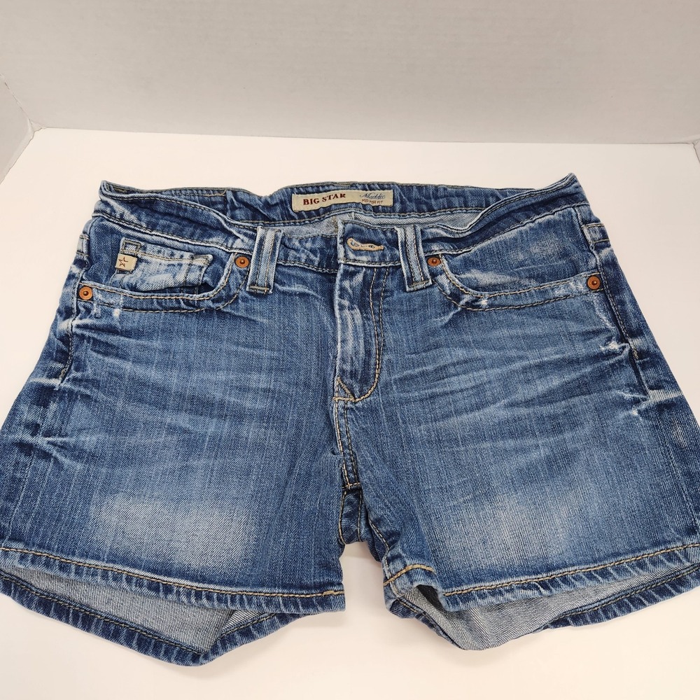 BIG STAR Maddie Women Mid Rise Denim Shorts 27 embroidered back pockets see Note